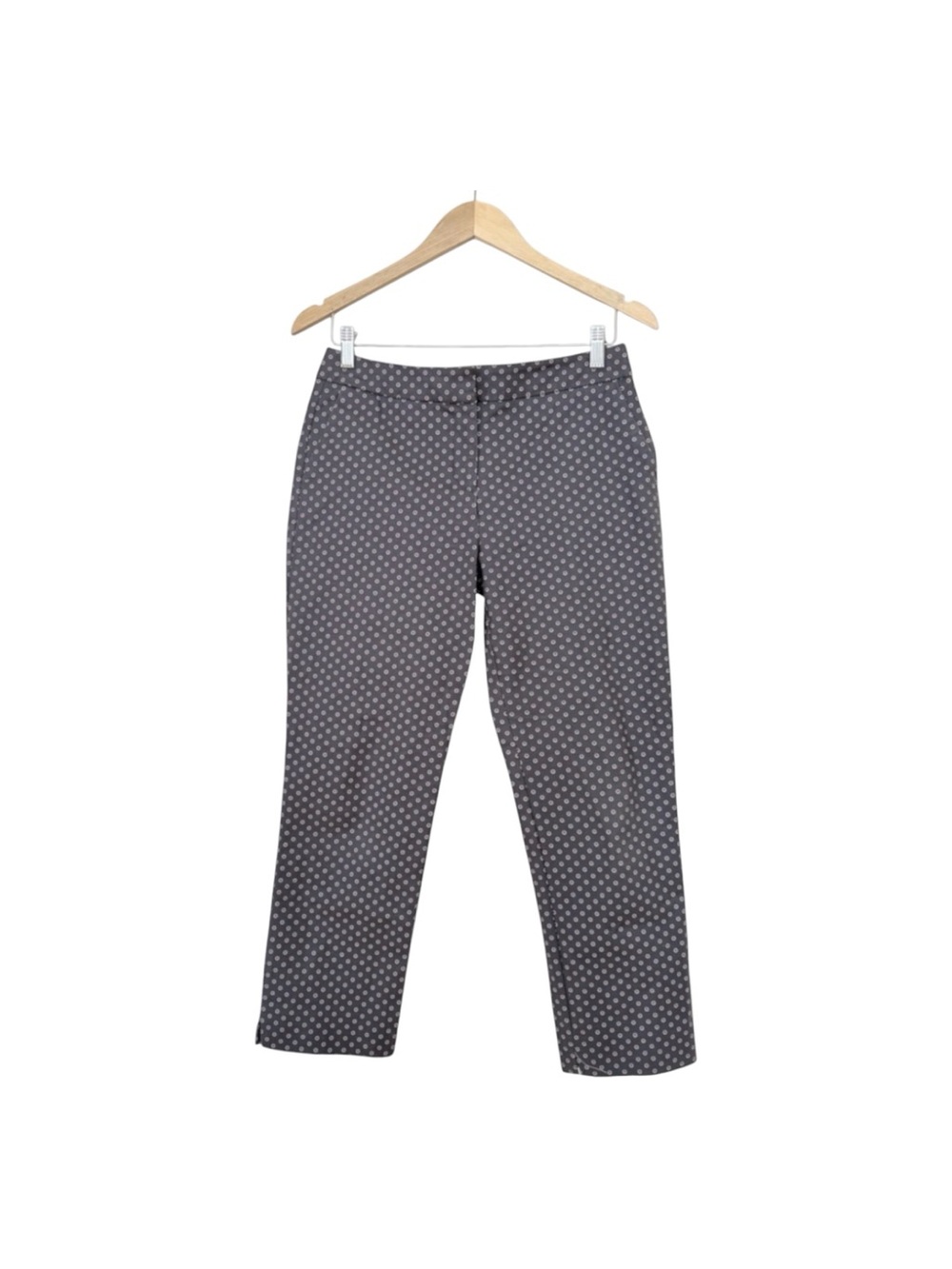BODEN. Gray Blush Pink Patterns Slim-Fit Mid-Rise Cropped Cotton Trousers 6R